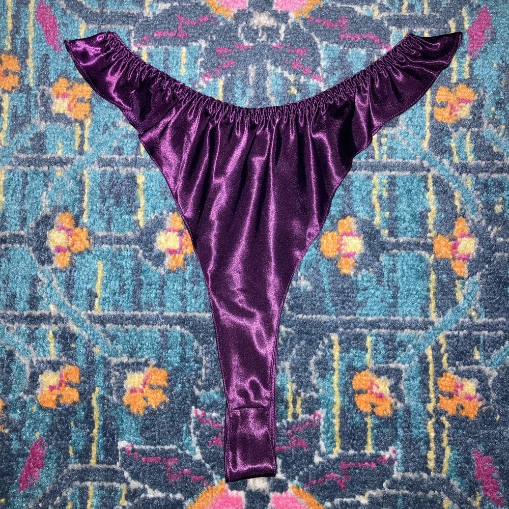 Vintage Purple Satin Thong - Picture 3 of 4